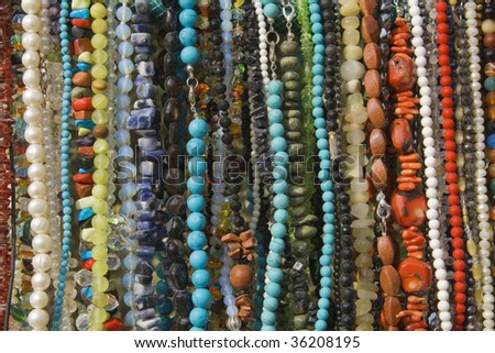 Colorful jewelry beads texture for background