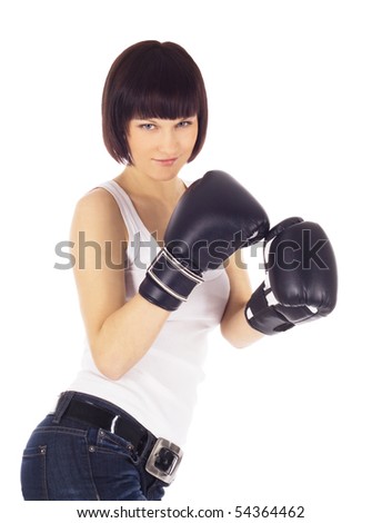 brightly picture of woman in boxing gloves