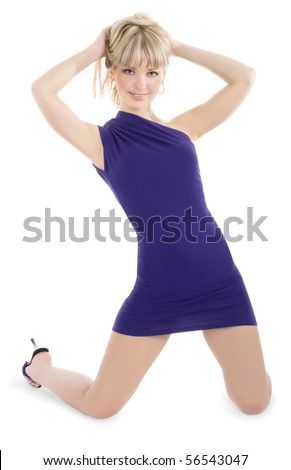 Bright picture of lovely woman in purple dress