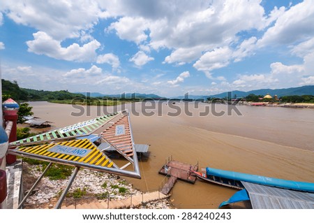 CHIANG RAI, THAILAND - JUNE 1,2015 - Golden triangle in Thailand .The Golden Triangle designates the confluence of the Ruak River and the Mekong River