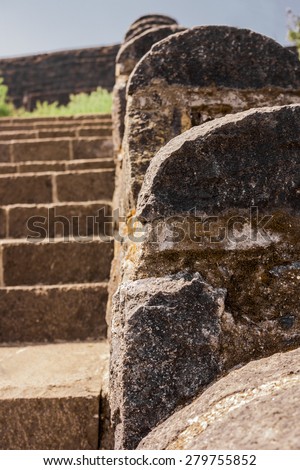 Rock stone steps of raigad fort of chatrapathi Shivaji in Maharashtra