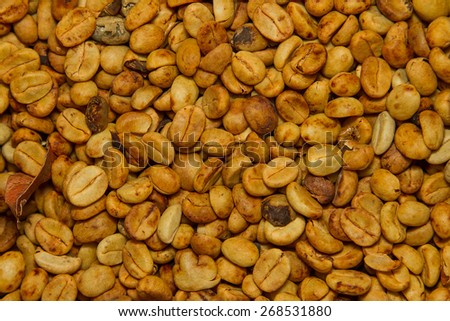 Raw dried coffee beans from Costa Rica