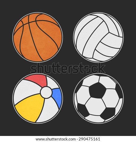 Set of colorful balls.Football, basketball, volleyball. Beach ball. Vector. Colorful sport stickers.