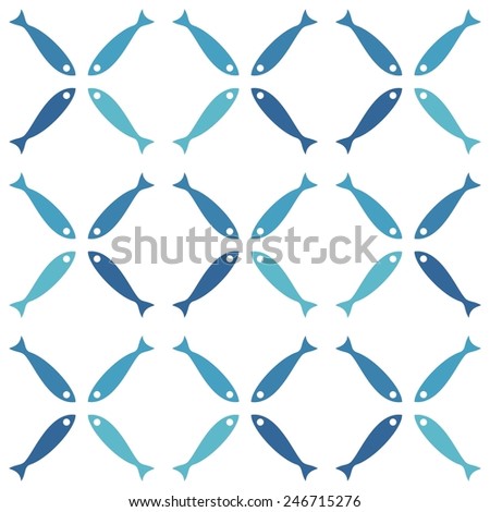 Marine fish pattern in blue tones
