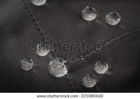 Grey Waterproof Jacket Detail - Close Up with Liquid Droplets