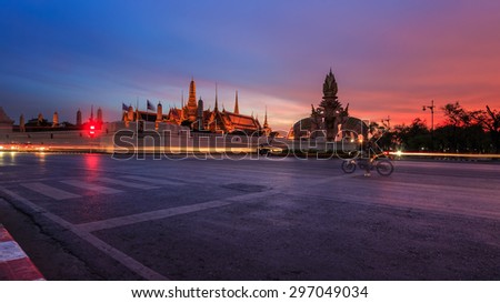 Bangkok/Thailand - May 2: Grand Palace, landmark of Thailand, many tourists from around the world come to visit and enjoy traditional Thai culture and architecturei n twilight on May 2, 2015.