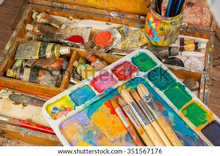 Paint, craft, brush, art supplies.