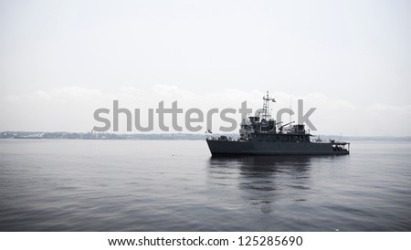 Military boat on Amazon river