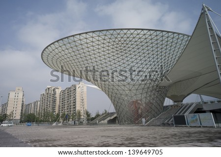 SHANGHAI, CHINA - MAY 20: The futuristic building on the Expo Boulevard in World Exposition on May 20, 2010 in Shanghai, China. Shanghai expo is the most popular Expo in the history.