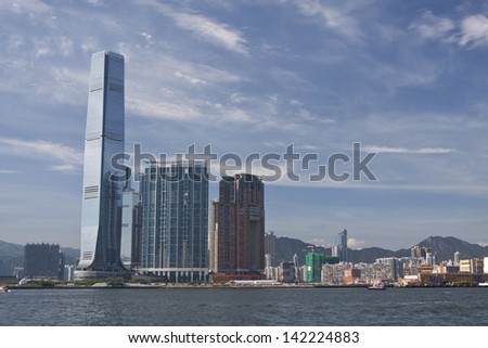 HONG KONG, CHINA-AUGUST 12: The International Commerce Centre is a 118-storey, 484 m (1,588 ft) skyscraper completed in 2010 in West Kowloon on August 12, 2011 Hong Kong,China