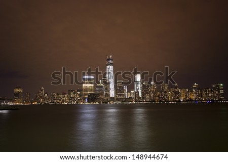 NEW YORK CITY - OCT 19: One World Trade Center (known as the Freedom Tower) and Tower 4 are shown under construction in evening on October 19, 2012 in New York.