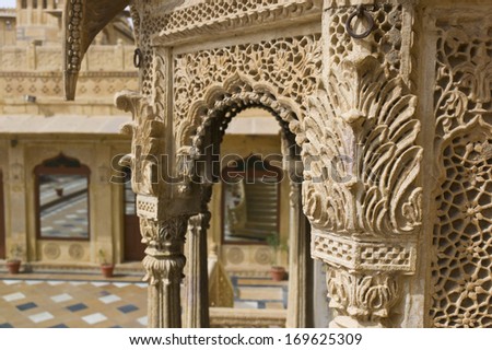 Palace Of The Maharajah In Jaisalmer, The Magnificent &Quot;Golden City&Quot; In The Heart Of Rajasthan (India), Surrounded By The Desert Of Thar