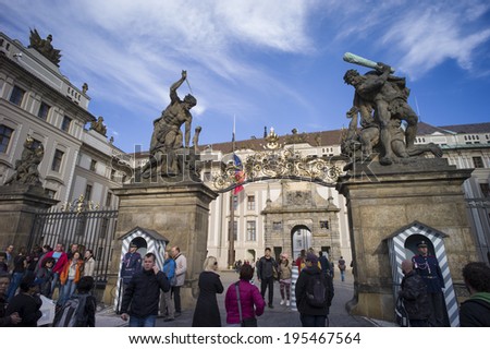PRAGUE, CZECH - OCT 24: The front view of the building of the President of the Republic in Prague, Czech republic on Oct 24 2013. The president house is in Prague Castle.