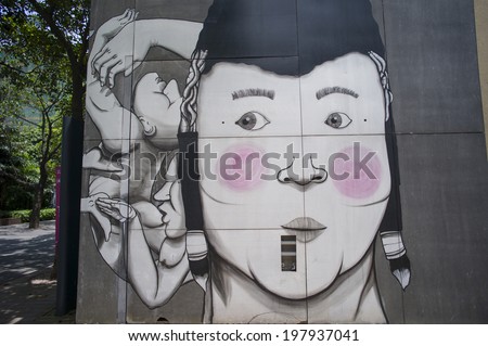 SHENZHEN, CHINA - MAY 29: The graffiti shown in OCT Contemporary Art Terminal (OCAT) in Shenzhen, China on May 29 2014. OCAT is an art district set up by the government.