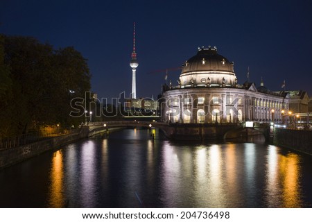 BERLIN, GERMANY NOV 2: The television tower and the Bode Museum on the museum island (