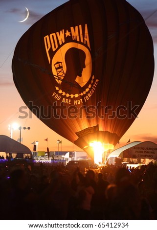 ALBUQUERQUE, NEW MEXICO - OCTOBER 9: Balloons glow during the morning glow event on October 9, 2010 in Albuquerque, New Mexico.Albuquerque balloon fiesta is the biggest balloon event in the the world.