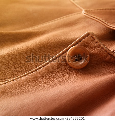 Luxury leather jacket: textile and fabric macro photo.