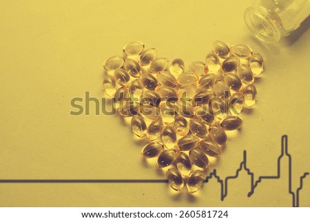heart of pills. Medical background or texture. Medical bottle and pills - vintage
