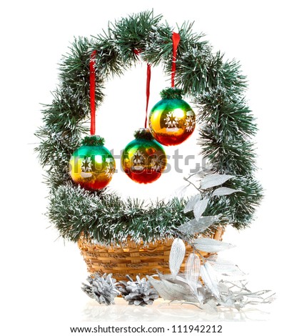 New Year\'s decorative basket with glass balls
