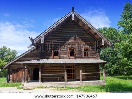 Open-air museum of  ancient wooden architecture. Russia. Vitoslavlitsy, Great  Novgorod