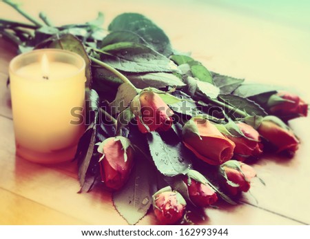 Bouquet of roses with a retro effect