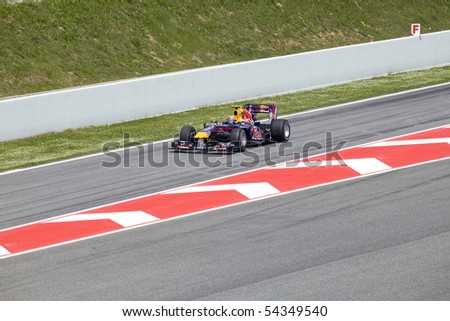 BARCELONA- MAY 9:Mark Webber of Red Bull Racing in action during The Formula 1 Grand Prix at autodrome \