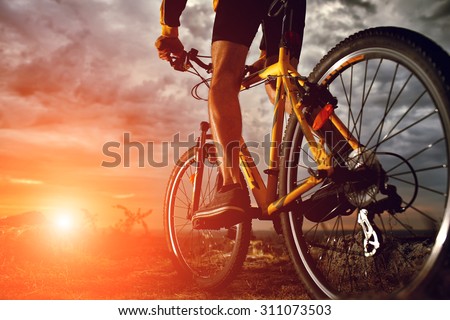 Mountain Bike cyclist riding single track outdoor