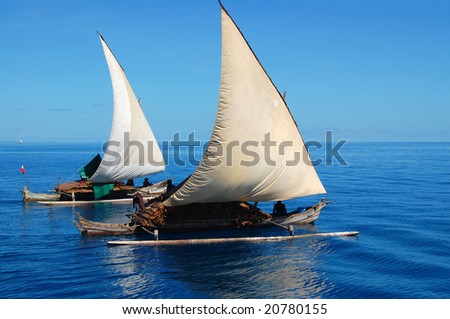 Wooden Fishermen boats sailing away