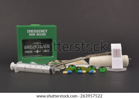 First aid box, on dark background