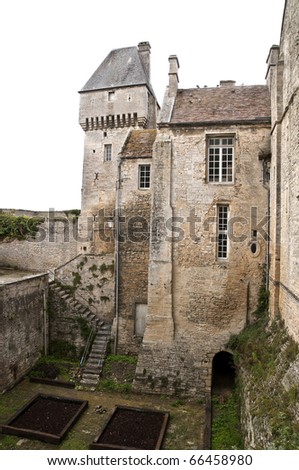 Medieval castle with staircase to vegetable-garden and entrance to dungeon