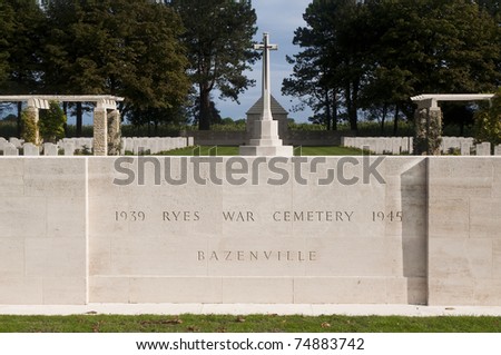 War cemetery at Bazenville in Normandy, France where a lot of American soldiers of World War II are buried. D Day theme