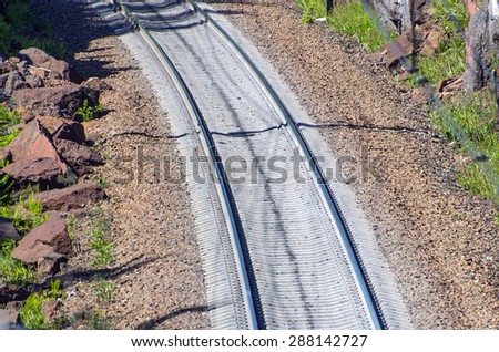 Railroad rails sleepers track train road trip rocks