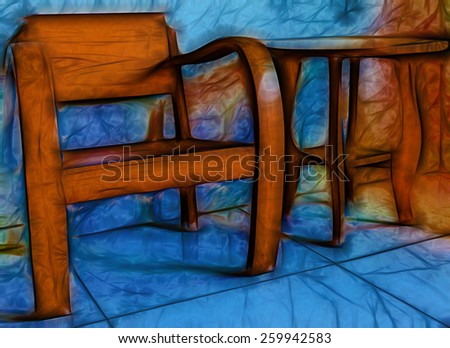 Wooden table and wooden chair