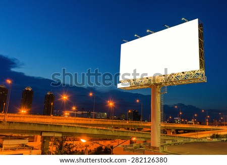 Blank billboard at twilight time for advertisement.