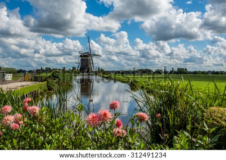 Windmills near Leidschendam, South Holland, Netherlands