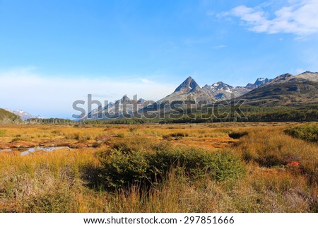 Beautiful countryside with mountains in the background, Patagonia