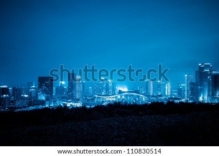 skyline of shenzhen china at night.