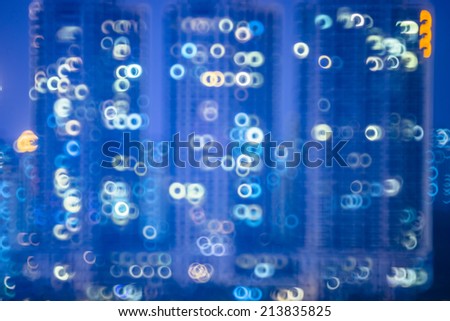 Blurred city lights and office buildings, guanzhou china.