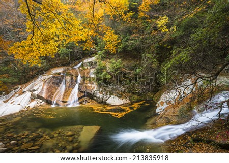 waterfall in fall, yunnan china.