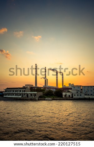 power station in the sunset, shanghai china.