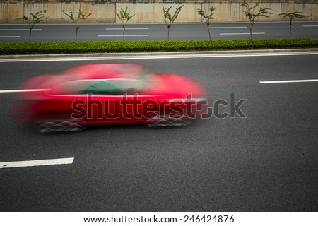 speeding car through the city, shanghai china.