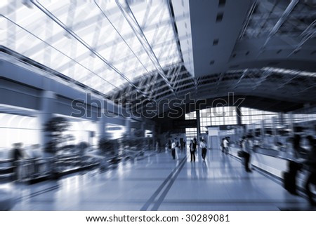 the interior of the pudong airport in shanghai china.
