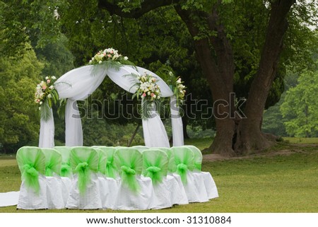 stock photo the outdoor wedding of a park