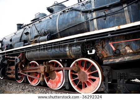 the old black locomotive of the train.