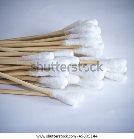cotton swab on the isolated white background indoor.