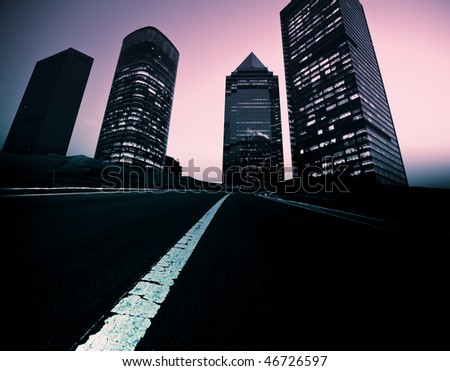 the abstract background of the road and city .
