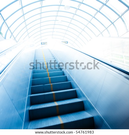 escalator  ,interior of the shanghai pudong airport .