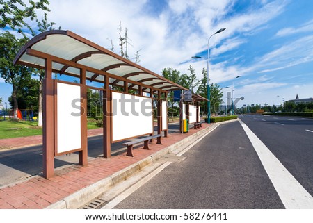 Outdoor billboard image. Blank white background for marketing messages at bus stop.