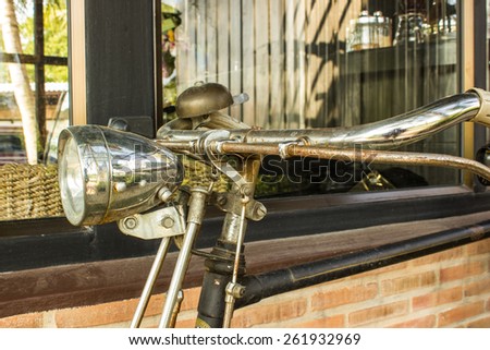Detail of a vintage bicycle with  bell bicycle Bicycle HeadLight