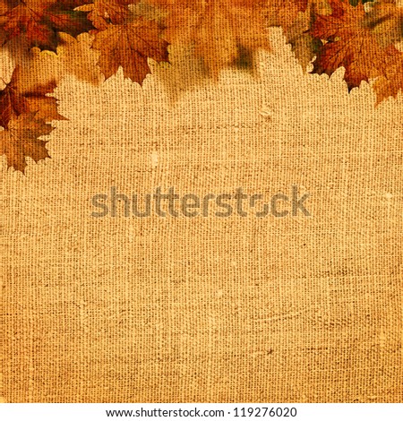 Autumnal abstract still life over hessian background for your design